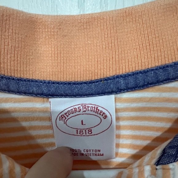 Brooks Brothers Orange Striped Polo Shirt - Picture 2 of 4